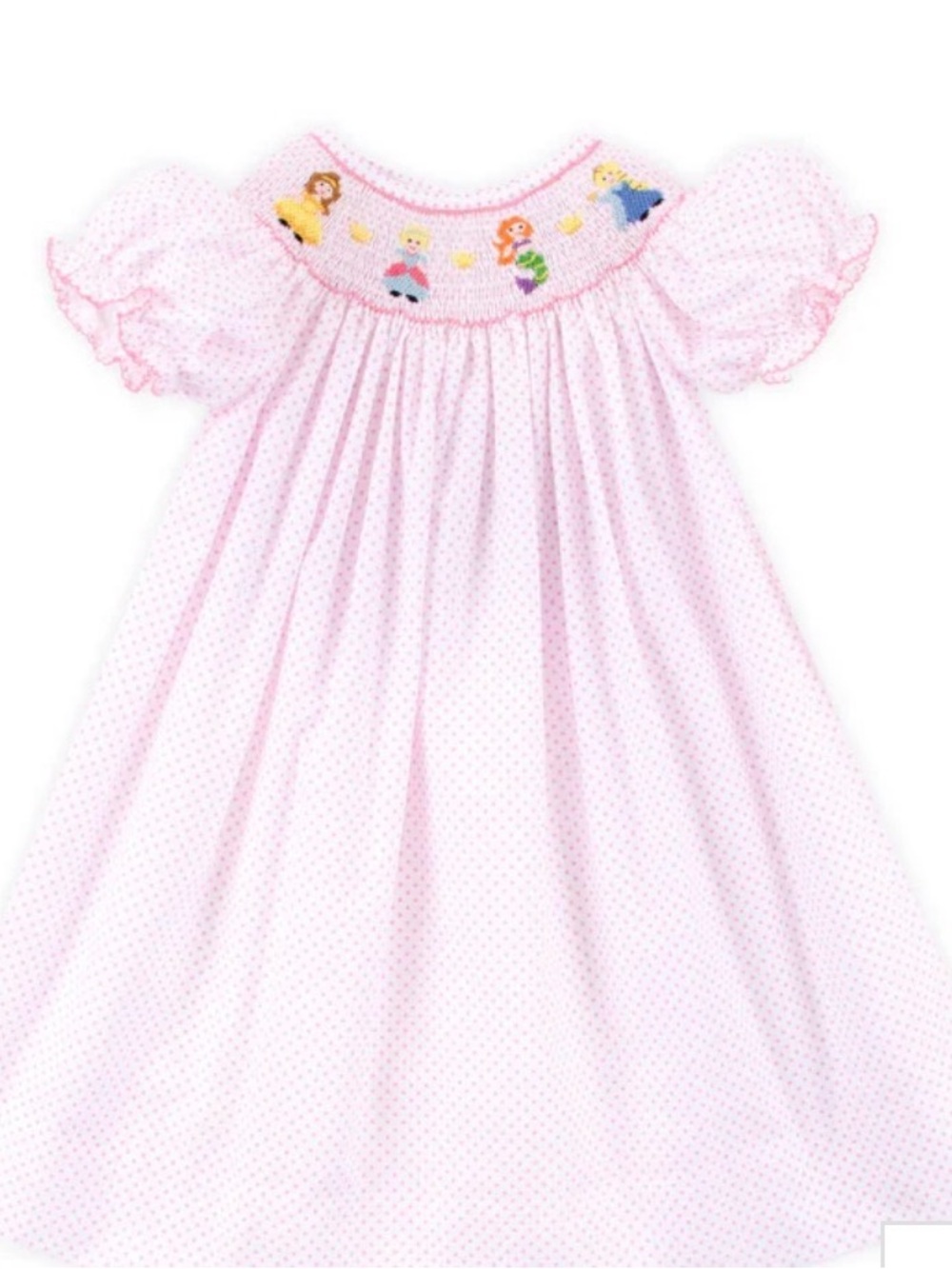 Princess Friends Smocked Bishop Dress Pink Dot |classic whimsy| 4T